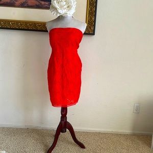 Red Eyelet Lace Dress Size 16